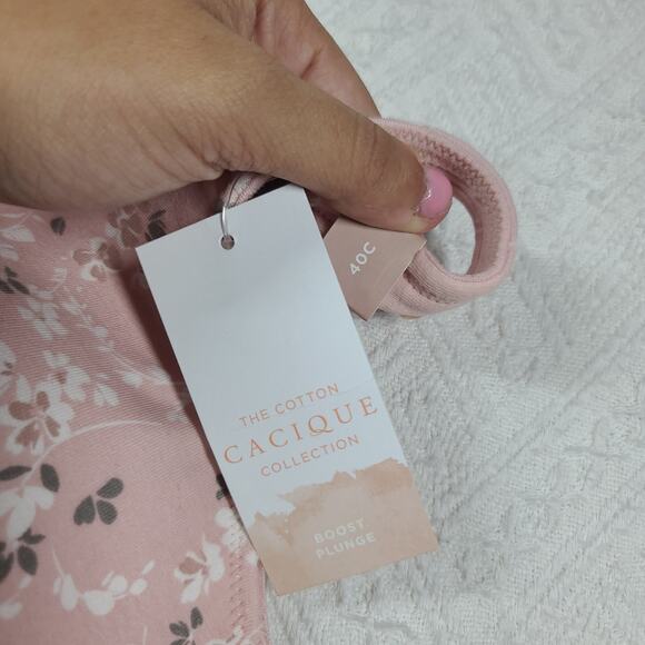 Cacique Boost Plunge bra The cotton cacique collection size 40c pink floral NWT - Picture 4 of 7